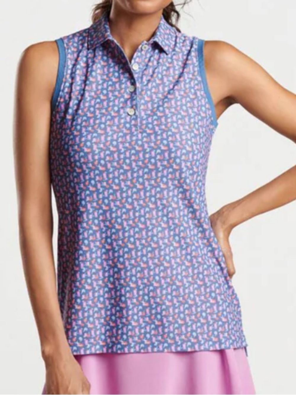 Peter Millar Womens Paloma Sleeveless Banded Button Polo - STORM